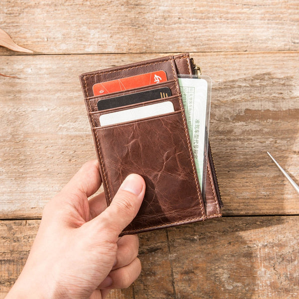 Cool Leather Mens Slim Front Pocket Wallet Small Wallets for Men - iwalletsmen