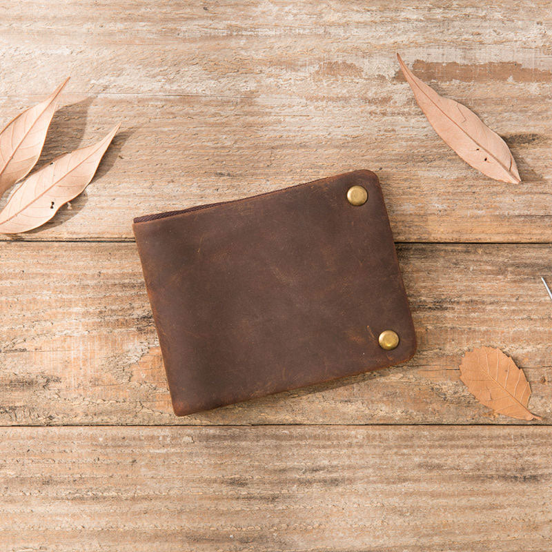 Cool Leather Mens Slim Small Wallets Bifold Vintage billfold Wallet for Men - iwalletsmen