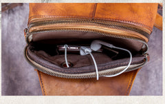 Cool Leather Mens Sling Bag Crossbody Bag Chest Bag for men