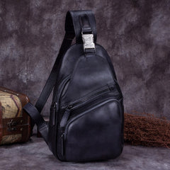 Cool Leather Mens Sling Bag Crossbody Bag Chest Bag for men