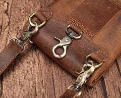 Cool Brown Leather Mens Mini Shoulder Bag Belt Pouch Waist Bag For Men - iwalletsmen