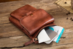 Cool Brown Leather Mens Belt Pouch Mini Shoulder Bag Belt Bag For Men - iwalletsmen