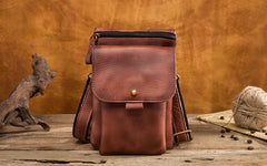 Cool Brown Leather Mens Belt Pouch Mini Shoulder Bag Belt Bag For Men - iwalletsmen