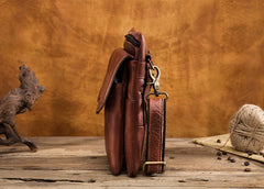 Cool Brown Leather Mens Belt Pouch Mini Shoulder Bag Belt Bag For Men - iwalletsmen
