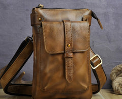 Cool Leather Mens Small Belt Bag Belt Pouch Waist Bag Mini Side Bag For Men - iwalletsmen
