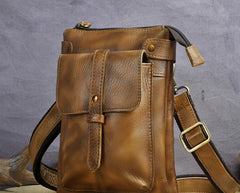 Cool Leather Mens Small Belt Bag Belt Pouch Waist Bag Mini Side Bag For Men - iwalletsmen