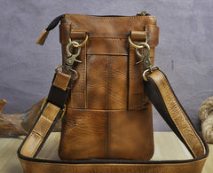 Cool Leather Mens Small Belt Bag Belt Pouch Waist Bag Mini Side Bag For Men - iwalletsmen