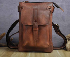 Cool Leather Mens Small Belt Bag Belt Pouch Waist Bag Mini Side Bag For Men - iwalletsmen