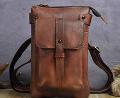 Cool Leather Mens Small Belt Bag Belt Pouch Waist Bag Mini Side Bag For Men - iwalletsmen