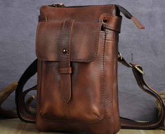 Cool Leather Mens Small Belt Bag Belt Pouch Waist Bag Mini Side Bag For Men - iwalletsmen