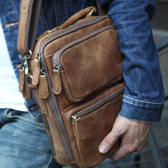 Cool Leather Mens Small Handbags Messenger Bags Shoulder Bag for men - iwalletsmen