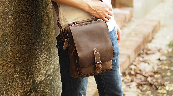 Cool Leather Mens Small Messenger Bag Side Bag Small Vintage Shoulder –  iwalletsmen