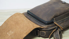 Cool Leather Mens Small Messenger Bag Side Bag Small Vintage Shoulder Bag for Men - iwalletsmen