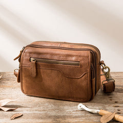 Cool Leather Mens Small Messenger Bags Shoulder Bags for Men - iwalletsmen