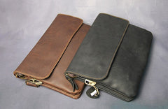 Cool Leather Mens Small Side Bag 11inch Clutch Purse Bag Messenger Bag for Men - iwalletsmen