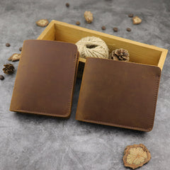 Cool Leather Mens Small Vertical Bifold Wallet billfold Wallet Horizontal Front Pocket Wallets for Men - iwalletsmen