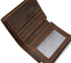 Cool Leather Mens Small Bifold Wallet billfold Wallet Front Pocket Wallets for Men - iwalletsmen