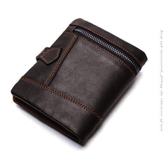 Cool Leather Mens Small Wallet billfold Brown Bifold Wallet Black Multi-card Front Pocket Wallet for Men - iwalletsmen