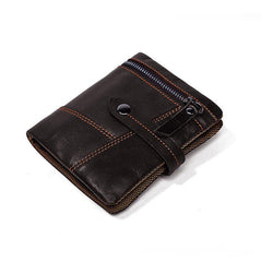 Cool Leather Mens Small Wallet billfold Brown Bifold Wallet Black Multi-card Front Pocket Wallet for Men - iwalletsmen