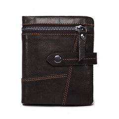 Cool Leather Mens Small Wallet billfold Brown Bifold Wallet Black Multi-card Front Pocket Wallet for Men - iwalletsmen
