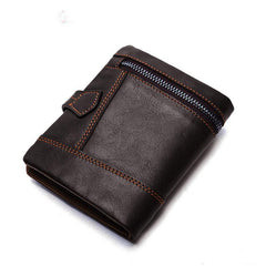 Cool Leather Mens Small Wallet billfold Brown Bifold Wallet Black Multi-card Front Pocket Wallet for Men - iwalletsmen