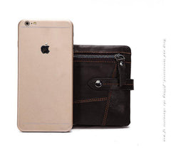 Cool Leather Mens Small Wallet billfold Brown Bifold Wallet Black Multi-card Front Pocket Wallet for Men - iwalletsmen