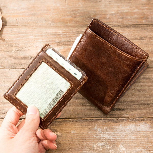 Cool Leather Mens Small Wallets Bifold Vintage billfold Wallets for Men - iwalletsmen