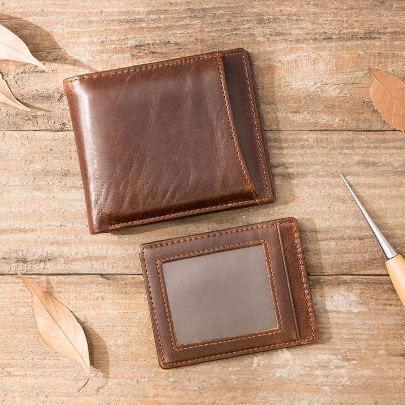 Cool Leather Mens Small Wallets Bifold Vintage billfold Wallets for Men - iwalletsmen