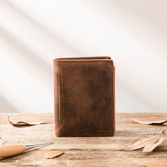Cool Leather Mens Small Wallets Bifold Vintage Slim billfold Wallet for Men - iwalletsmen