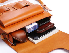 Cool Leather Mens Tan Messenger Bag Side Bag Small Shoulder Bag for Men - iwalletsmen