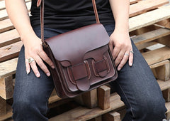 Cool Leather Mens Tan Messenger Bag Side Bag Small Shoulder Bag for Men - iwalletsmen