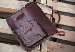 Cool Leather Mens Tan Messenger Bag Side Bag Small Shoulder Bag for Men - iwalletsmen