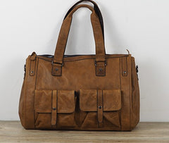 Cool Leather Mens Travel Bag Overnight Bag Work Handbag Business Bag for Men - iwalletsmen