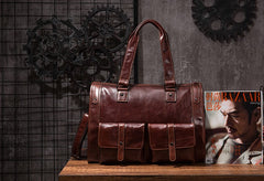 Cool Leather Mens Travel Bag Overnight Bag Work Handbag Business Bag for Men - iwalletsmen