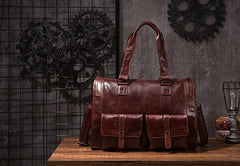 Cool Leather Mens Travel Bag Overnight Bag Work Handbag Business Bag for Men - iwalletsmen
