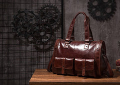 Cool Leather Mens Travel Bag Overnight Bag Work Handbag Business Bag for Men - iwalletsmen