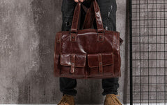 Cool Leather Mens Travel Bag Overnight Bag Work Handbag Business Bag for Men - iwalletsmen