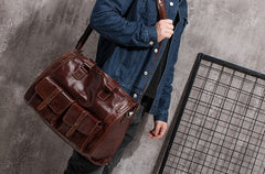 Cool Leather Mens Travel Bag Overnight Bag Work Handbag Business Bag for Men - iwalletsmen