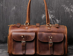 Cool Leather Mens Travel Bag Overnight Bag Work Handbag Business Travel Bags for Men - iwalletsmen