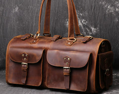 Cool Leather Mens Travel Bag Overnight Bag Work Handbag Business Travel Bags for Men - iwalletsmen