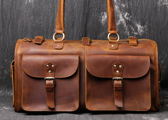 Cool Leather Mens Travel Bag Overnight Bag Work Handbag Business Travel Bags for Men - iwalletsmen