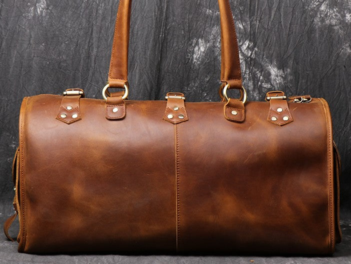 business travel bags for men Cool Leather Mens Travel Bag Overnight Bag Work Handbag Business Trave – iwalletsmen