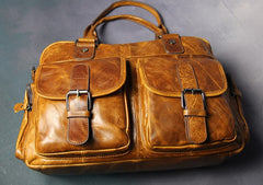 Cool Leather Mens Travel Bag Overnight Bag Work Handbags Business Bag for Men - iwalletsmen