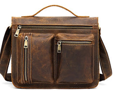 Cool Leather Mens Vintage Brown Small Side Bag Messenger Bag Shoulder Bag for Men - iwalletsmen