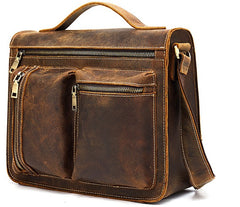 Cool Leather Mens Vintage Brown Small Side Bag Messenger Bag Shoulder Bag for Men - iwalletsmen