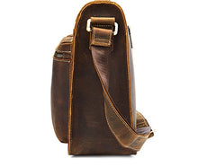 Cool Leather Mens Vintage Brown Small Side Bag Messenger Bag Shoulder Bag for Men - iwalletsmen