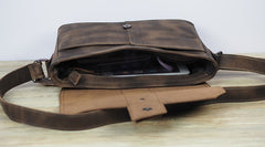 Cool Leather Mens Vintage Brown Messenger Bag Side Bag Small Shoulder Bag for Men - iwalletsmen