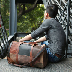 Cool Leather Mens Weekender Bags Travel Bag Duffle Bags Overnight Bag for men - iwalletsmen