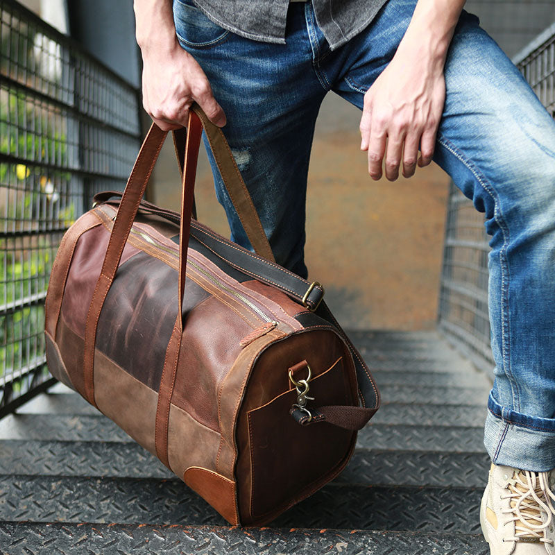 mens leather weekender bag