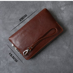 Cool Leather Mens Brown Business Clutch Bag Black Long Wallet For Men - iwalletsmen